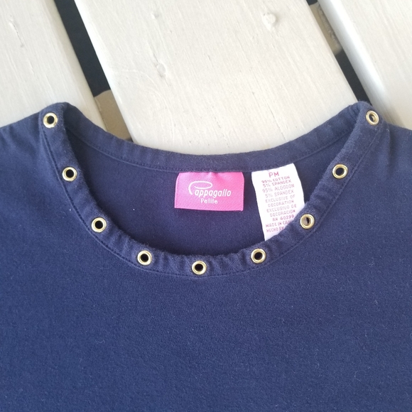 PM navy naughtical shirt with metal rings on neck - Picture 2 of 5